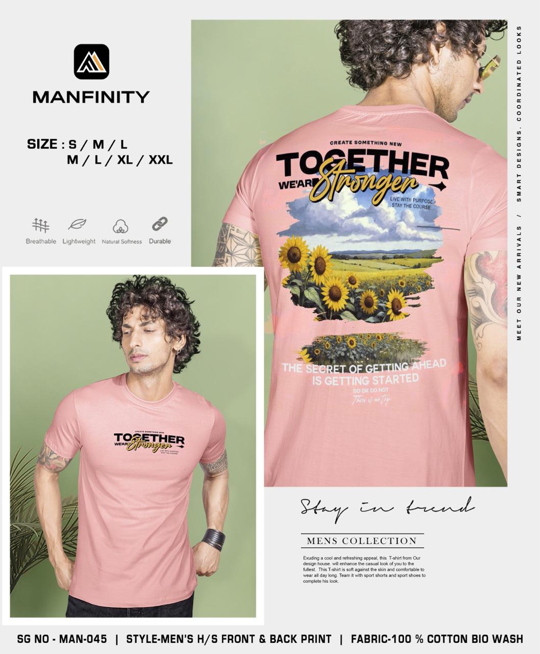Sg No 045 Manfinity Cotton Biowashed Mens Tshirts Exporter