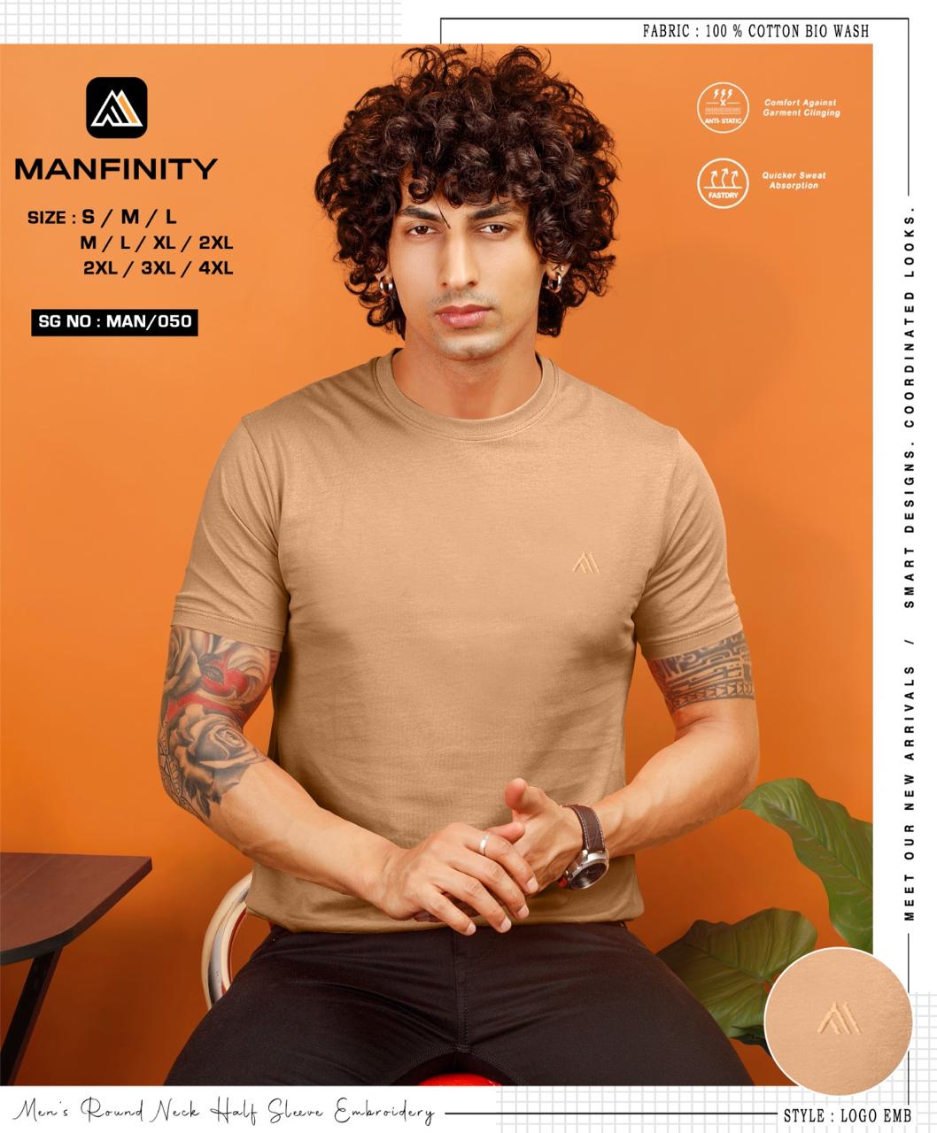 Sg No 050 Manfinity Cotton Biowashed Mens Tshirts Wholesale Price