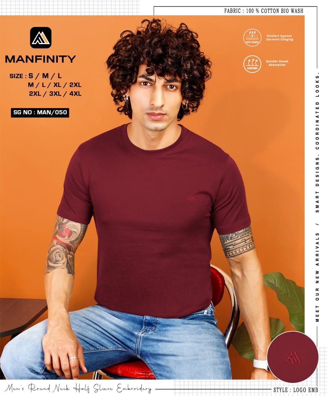 Sg No 050 Manfinity Cotton Biowashed Mens Tshirts Wholesale Price