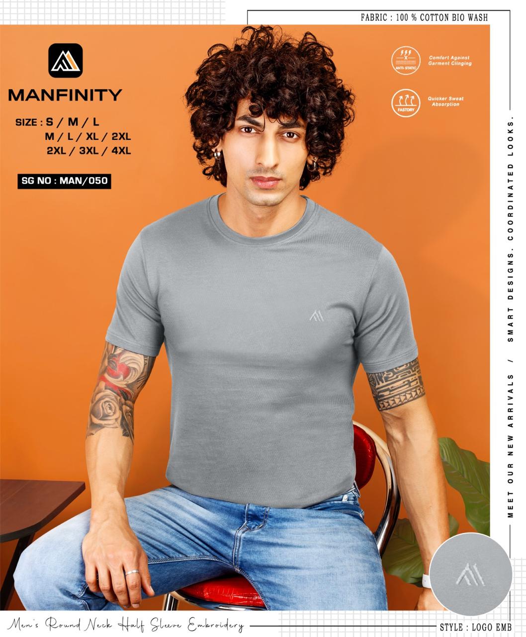 Sg No 050 Manfinity Cotton Biowashed Mens Tshirts Wholesale Price