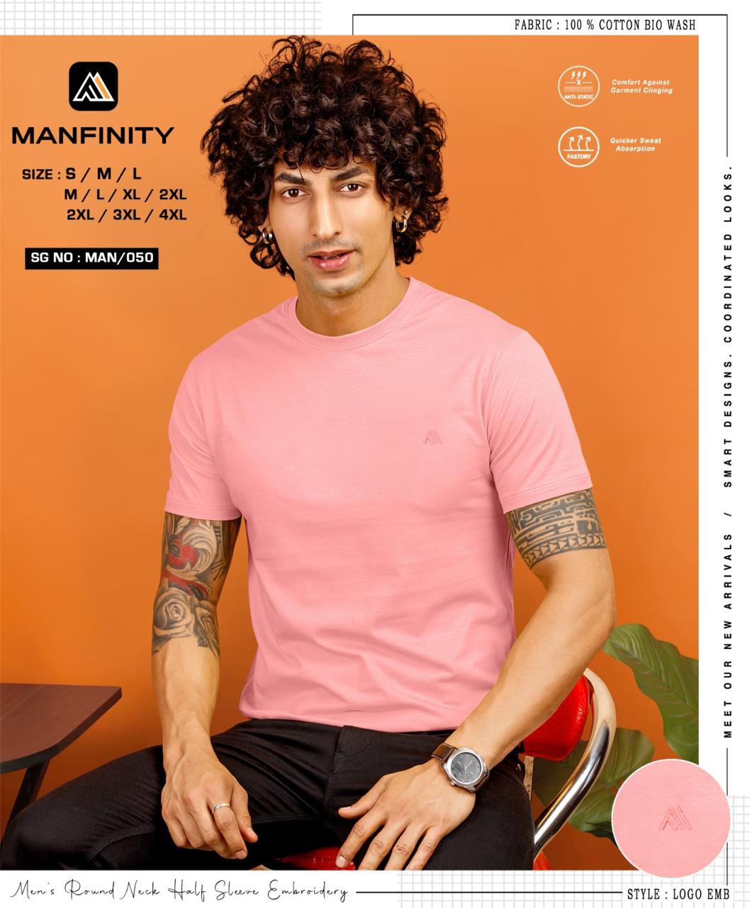 Sg No 050 Manfinity Cotton Biowashed Mens Tshirts Wholesale Price