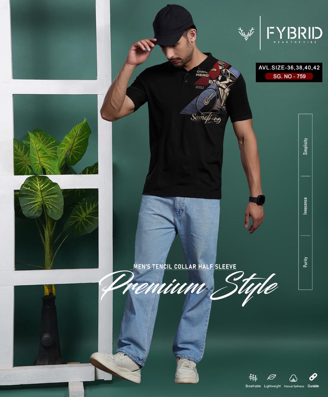 Sg No 759 Collar Fybrid Tencil Lycra Mens Tshirts Wholesaler Gujarat