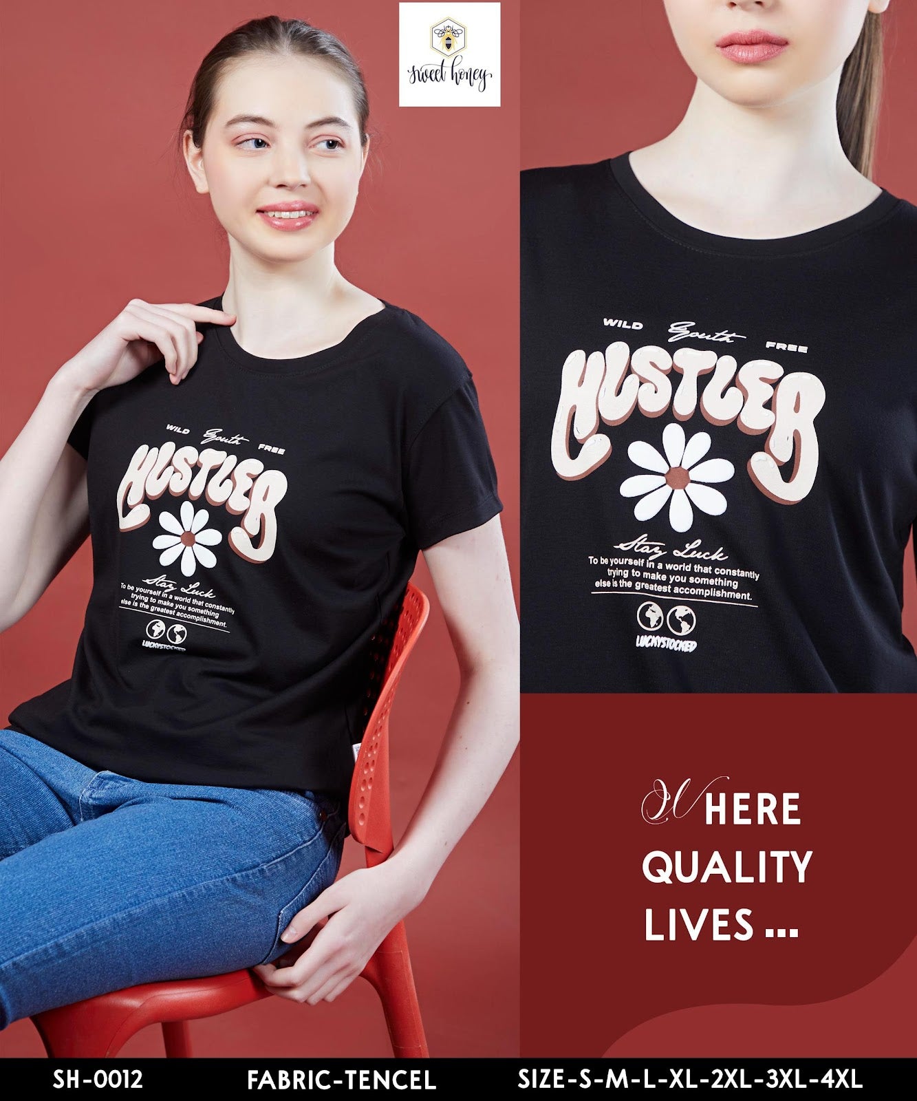 Sh 0012 Sweet Honey Imported Women Tshirt Manufacturer India