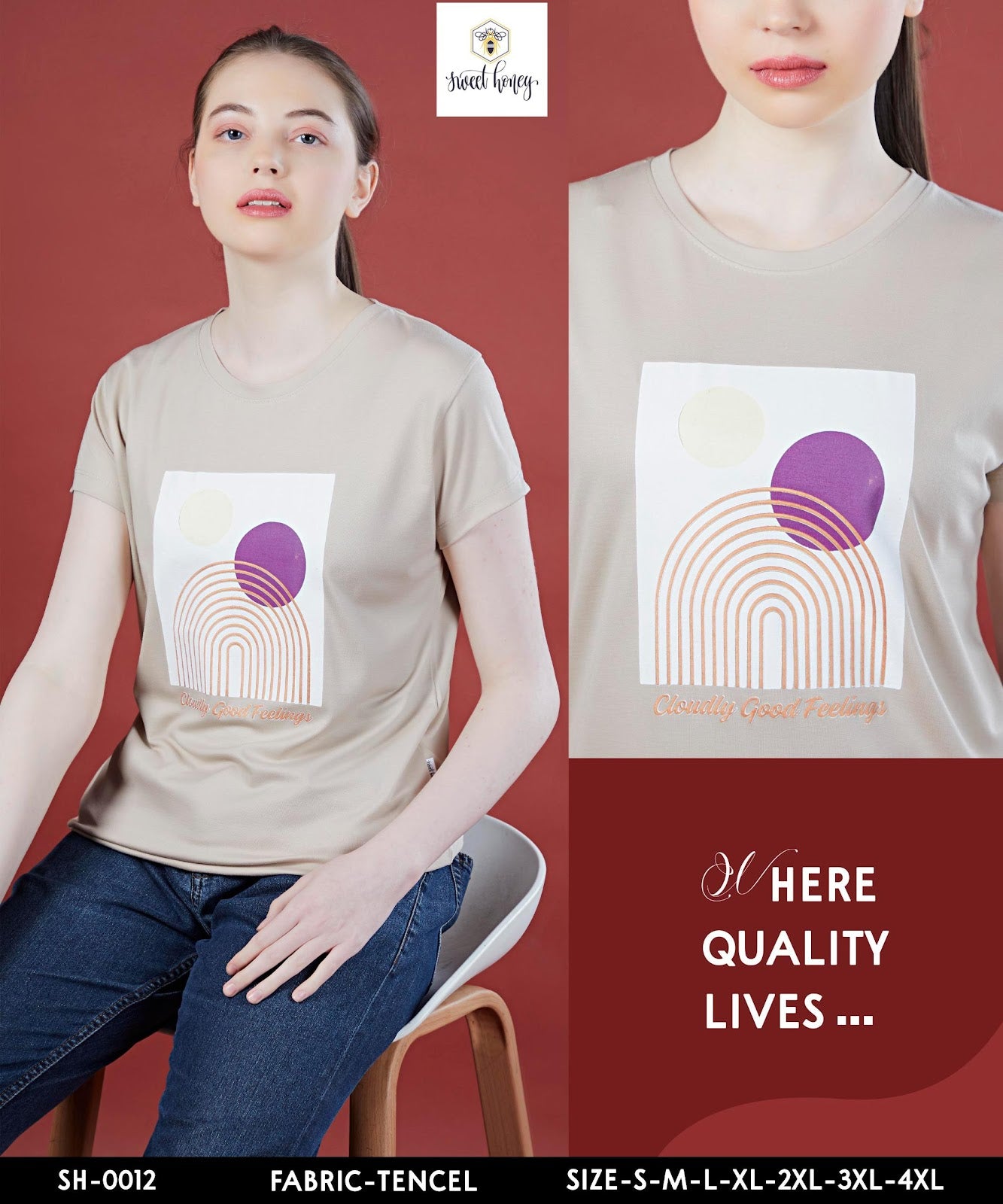 Sh 0012 Sweet Honey Imported Women Tshirt Manufacturer India