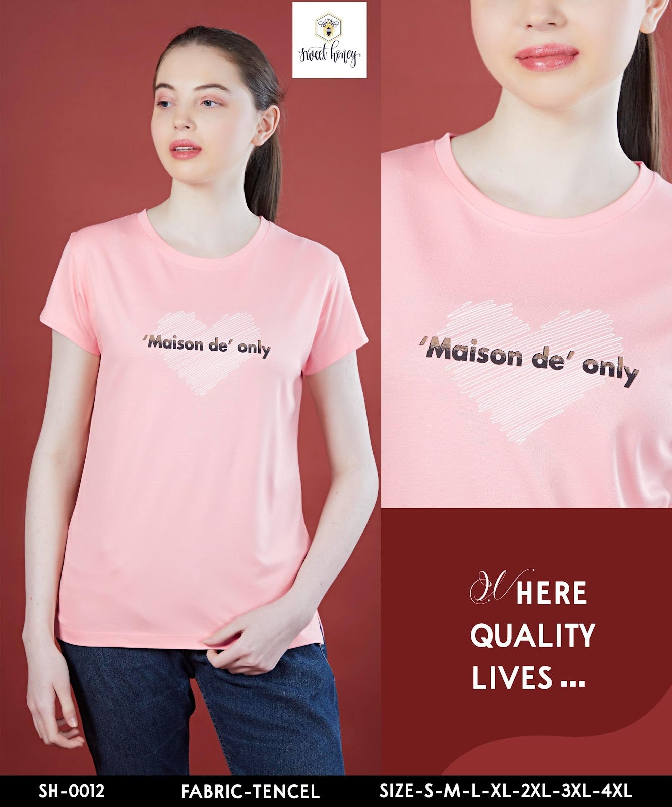 Sh 0012 Sweet Honey Imported Women Tshirt Manufacturer India