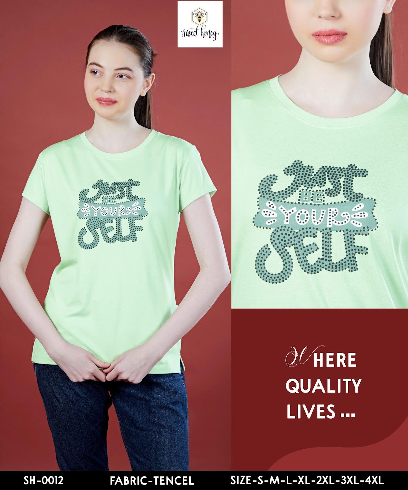 Sh 0012 Sweet Honey Imported Women Tshirt Manufacturer India