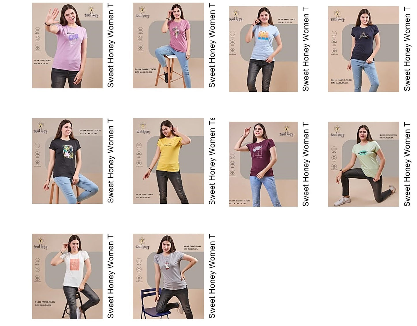 Sh 006 Sweet Honey Tencel Lycra Women Tshirt Exporter India