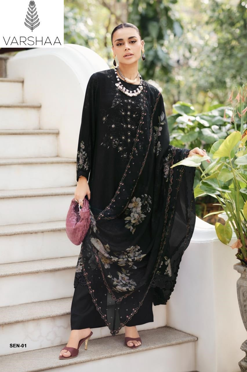 Shaah E Noor Varshaa Viscose Muslin Pakistani Salwar Suits Wholesale Rate