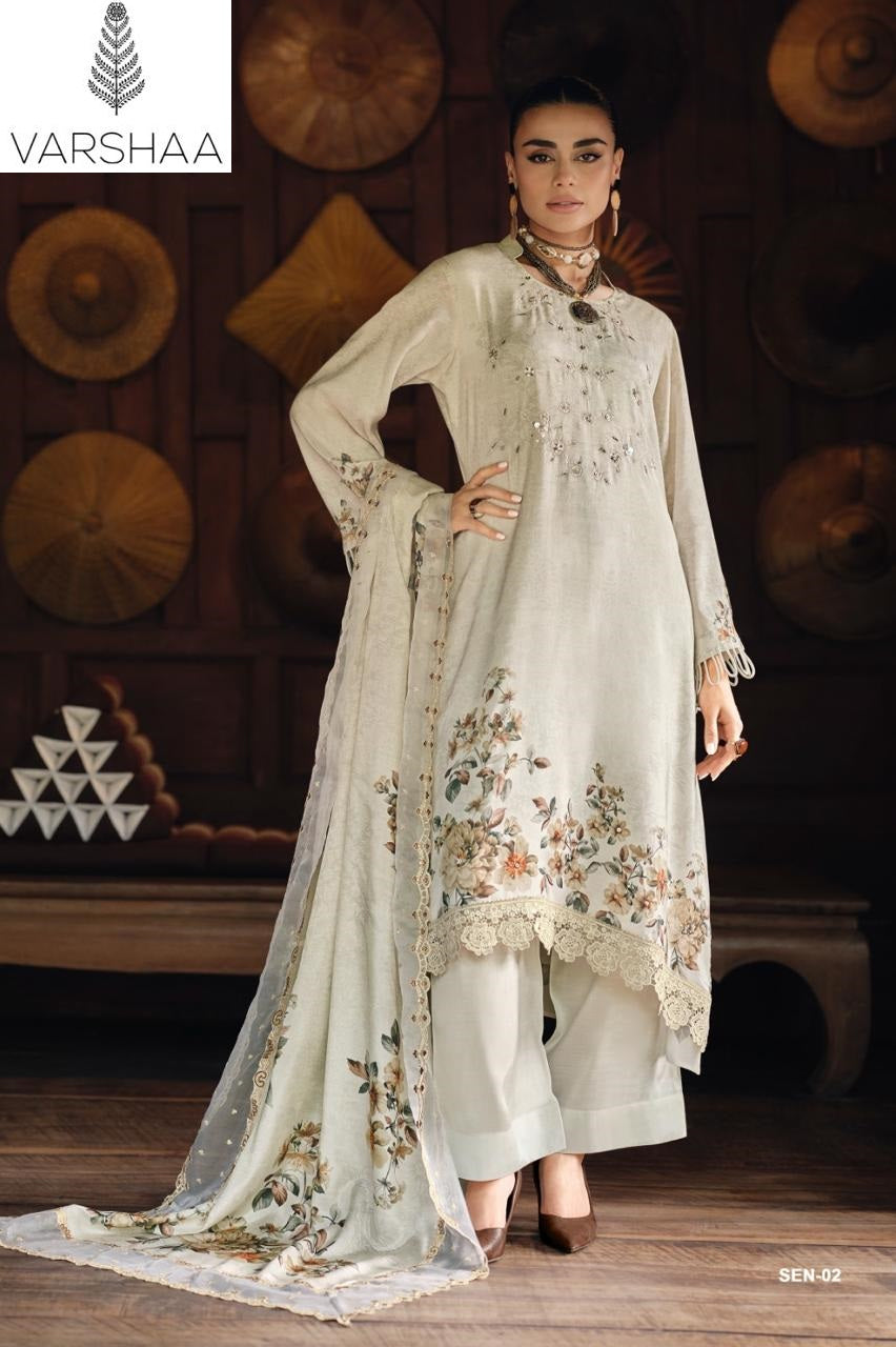 Shaah E Noor Varshaa Viscose Muslin Pakistani Salwar Suits Wholesale Rate