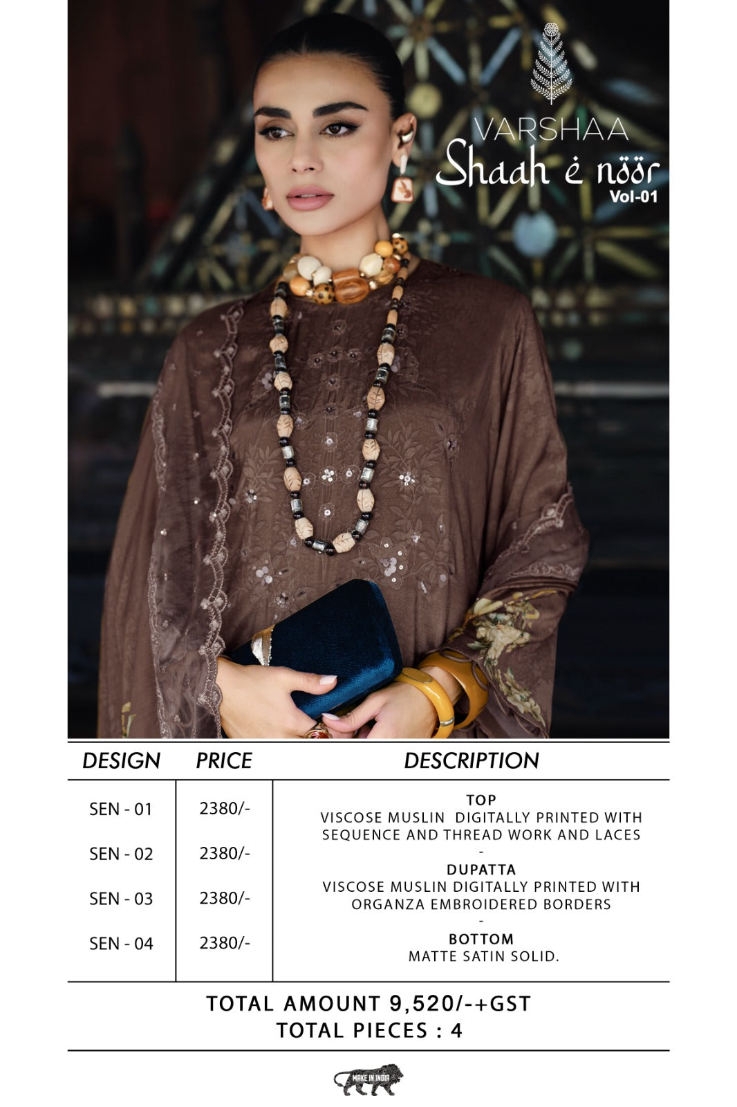 Shaah E Noor Vol 1 Varshaa Viscose Muslin Pant Style Suits Manufacturer
