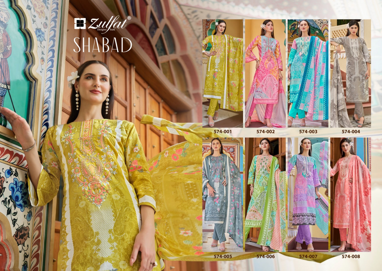 Shabad Zulfat Designer Cotton Pant Style Suits Exporter