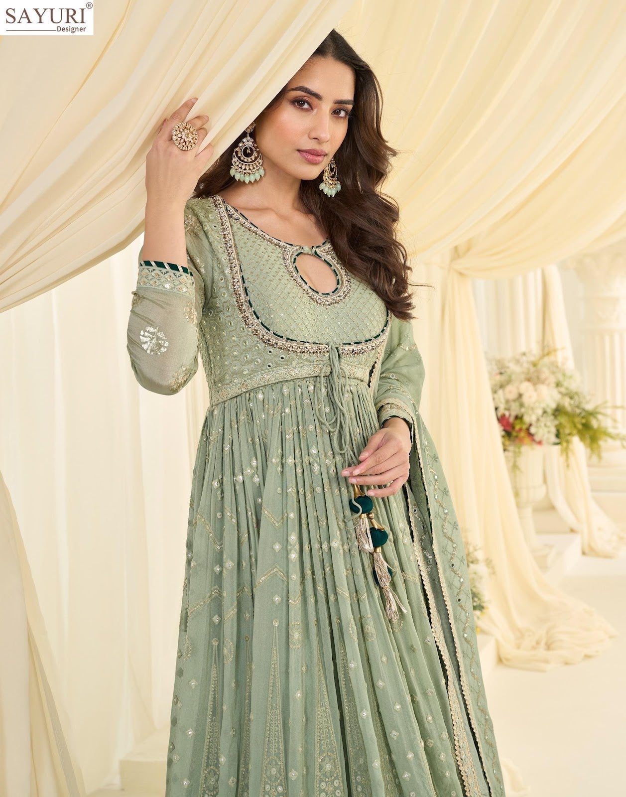 Shabina Sayuri Georgette Gown Dupatta Set Wholesaler India