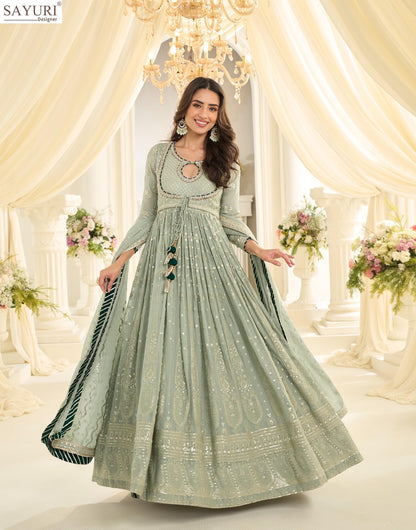 Shabina Sayuri Georgette Gown Dupatta Set Wholesaler India