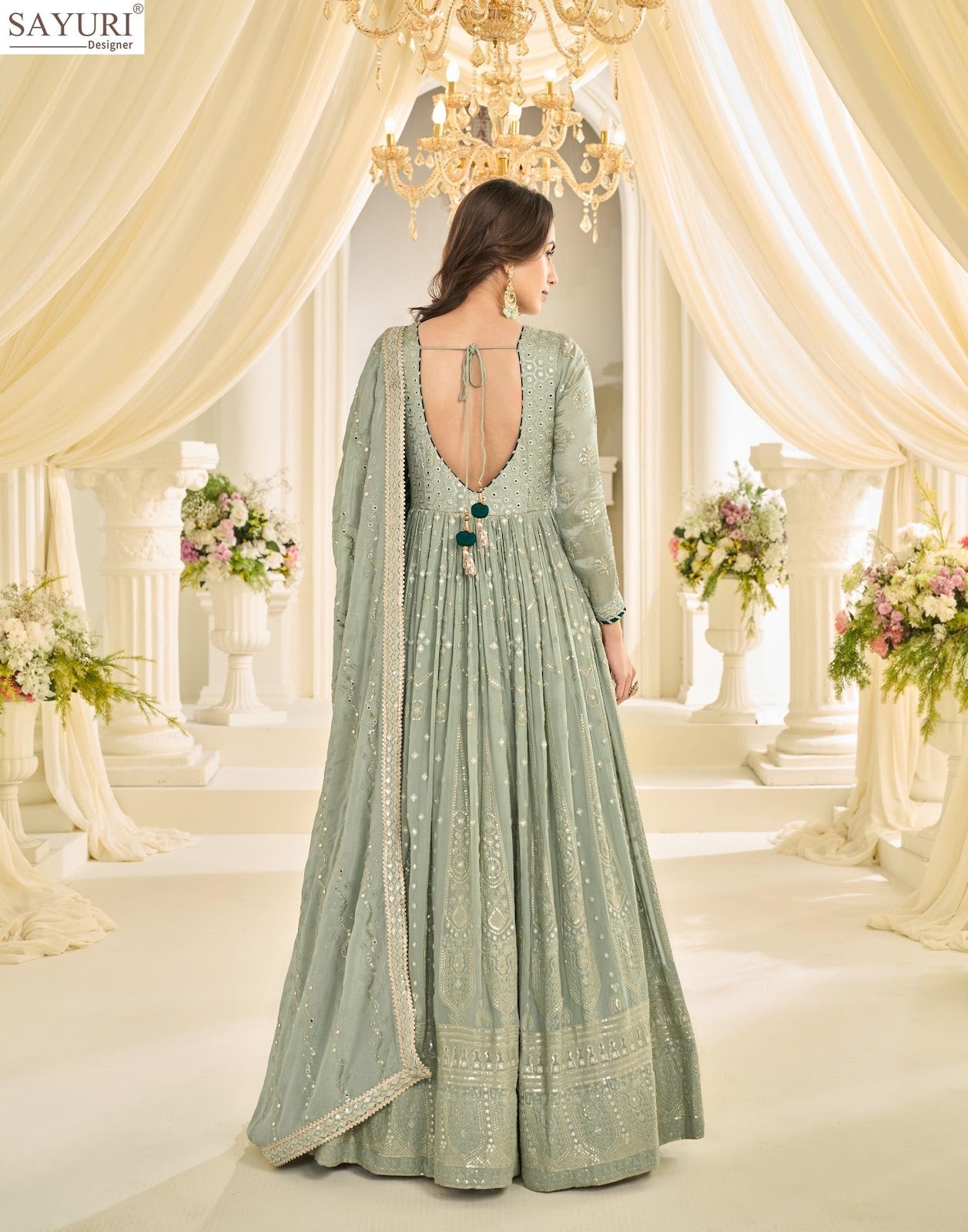 Shabina Sayuri Georgette Gown Dupatta Set Wholesaler India