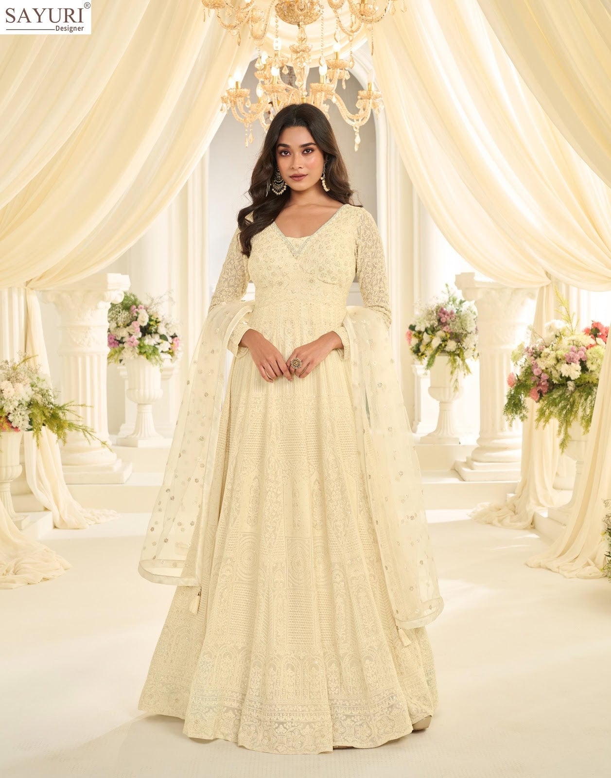 Shabina Sayuri Georgette Gown Dupatta Set Wholesaler India