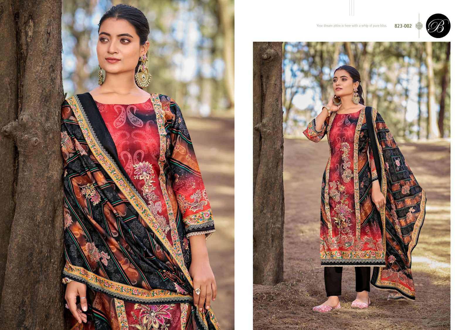 Shabnam Belliza Designer Studio Viscose Muslin Karachi Salwar Suits Exporter Ahmedabad