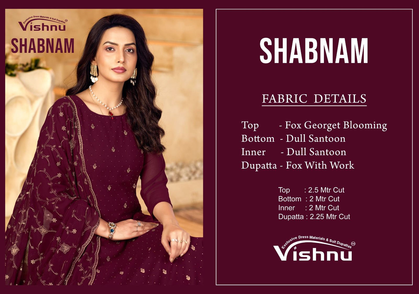 Shabnam Vishnu Impex Georgette Pant Style Suits Wholesale Rate