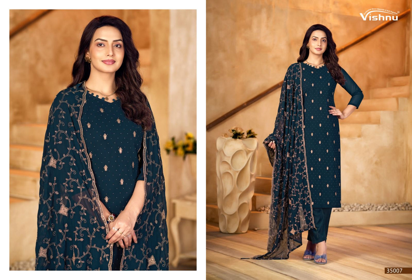 Shabnam Vishnu Impex Georgette Pant Style Suits Wholesale Rate