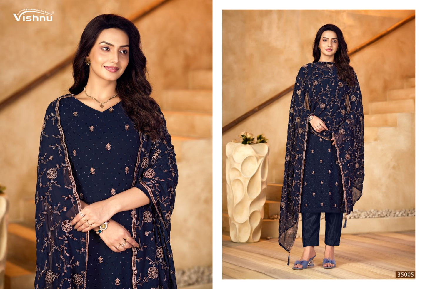 Shabnam Vishnu Impex Georgette Pant Style Suits Wholesale Rate