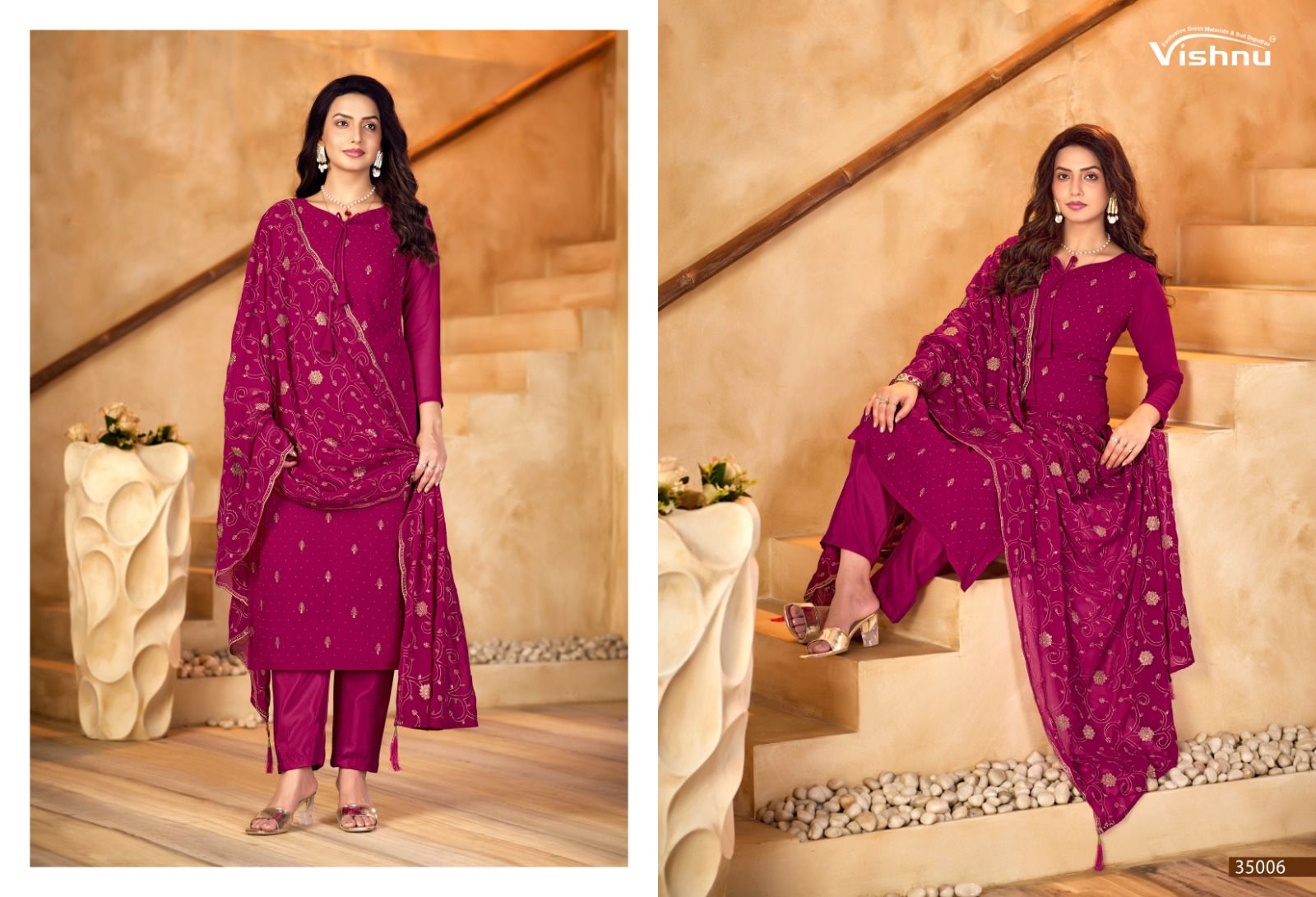 Shabnam Vishnu Impex Georgette Pant Style Suits Wholesale Rate