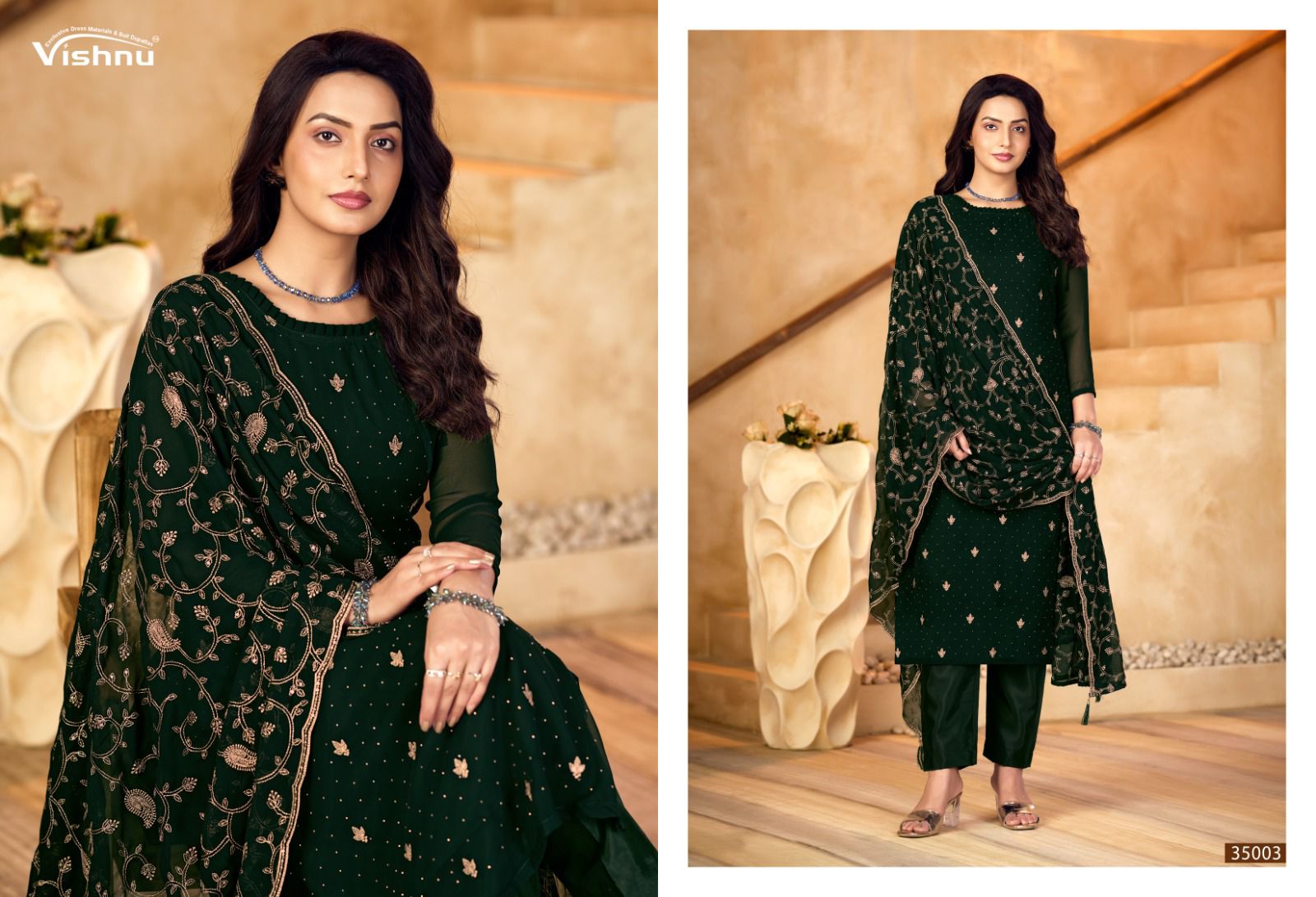 Shabnam Vishnu Impex Georgette Pant Style Suits Wholesale Rate