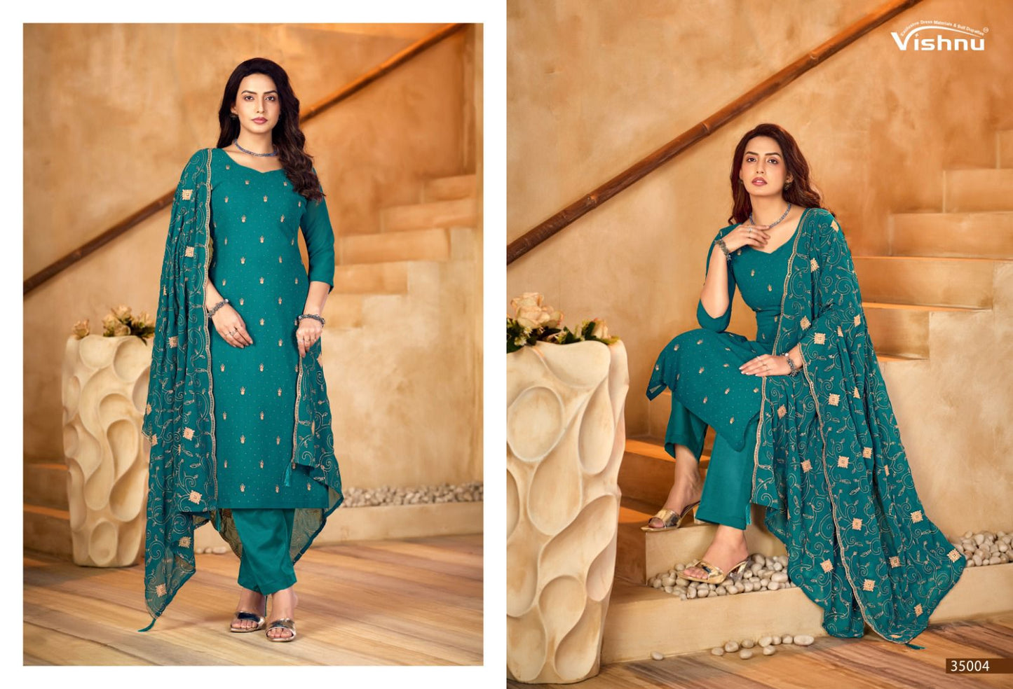 Shabnam Vishnu Impex Georgette Pant Style Suits Wholesale Rate