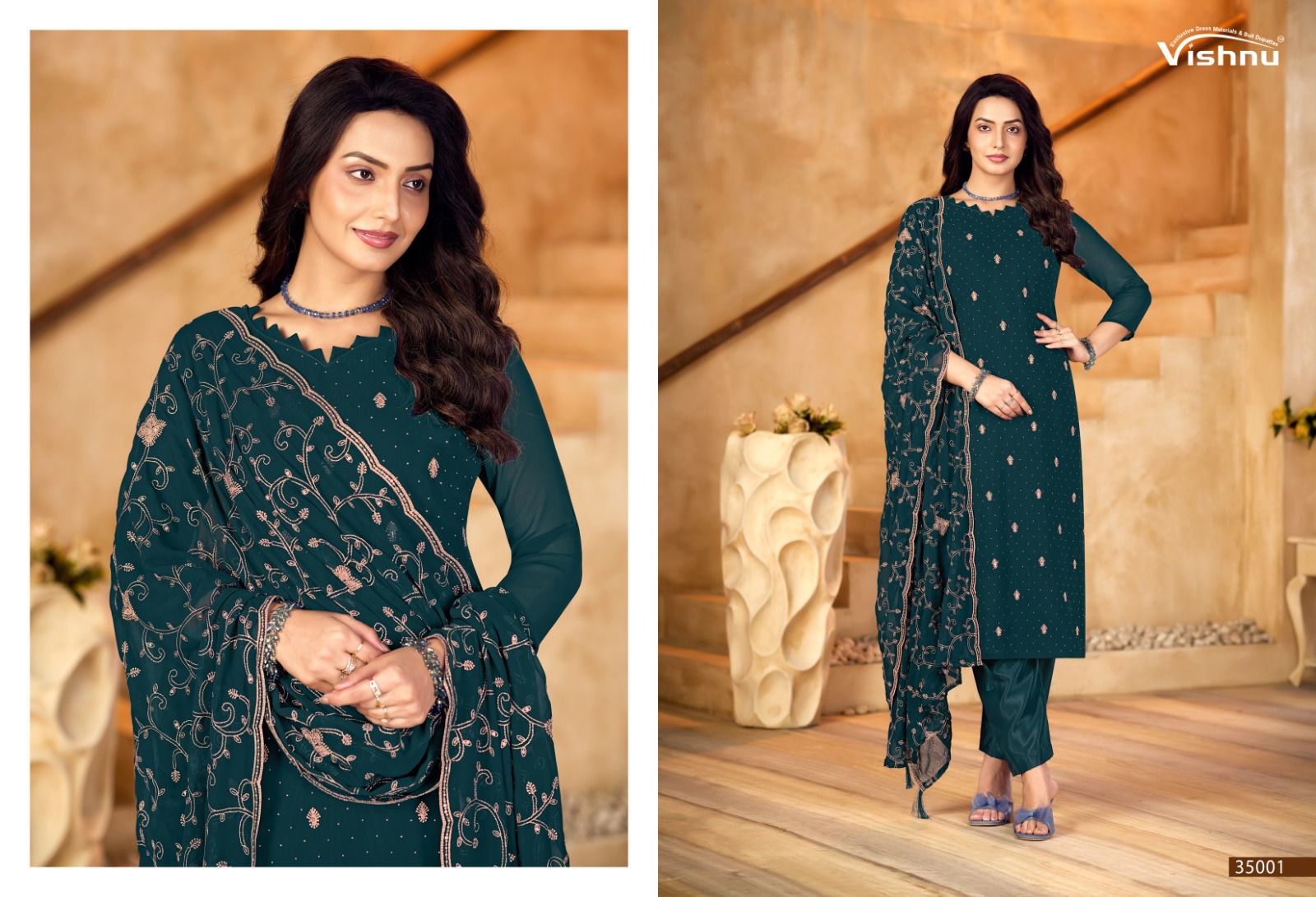 Shabnam Vishnu Impex Georgette Pant Style Suits Wholesale Rate