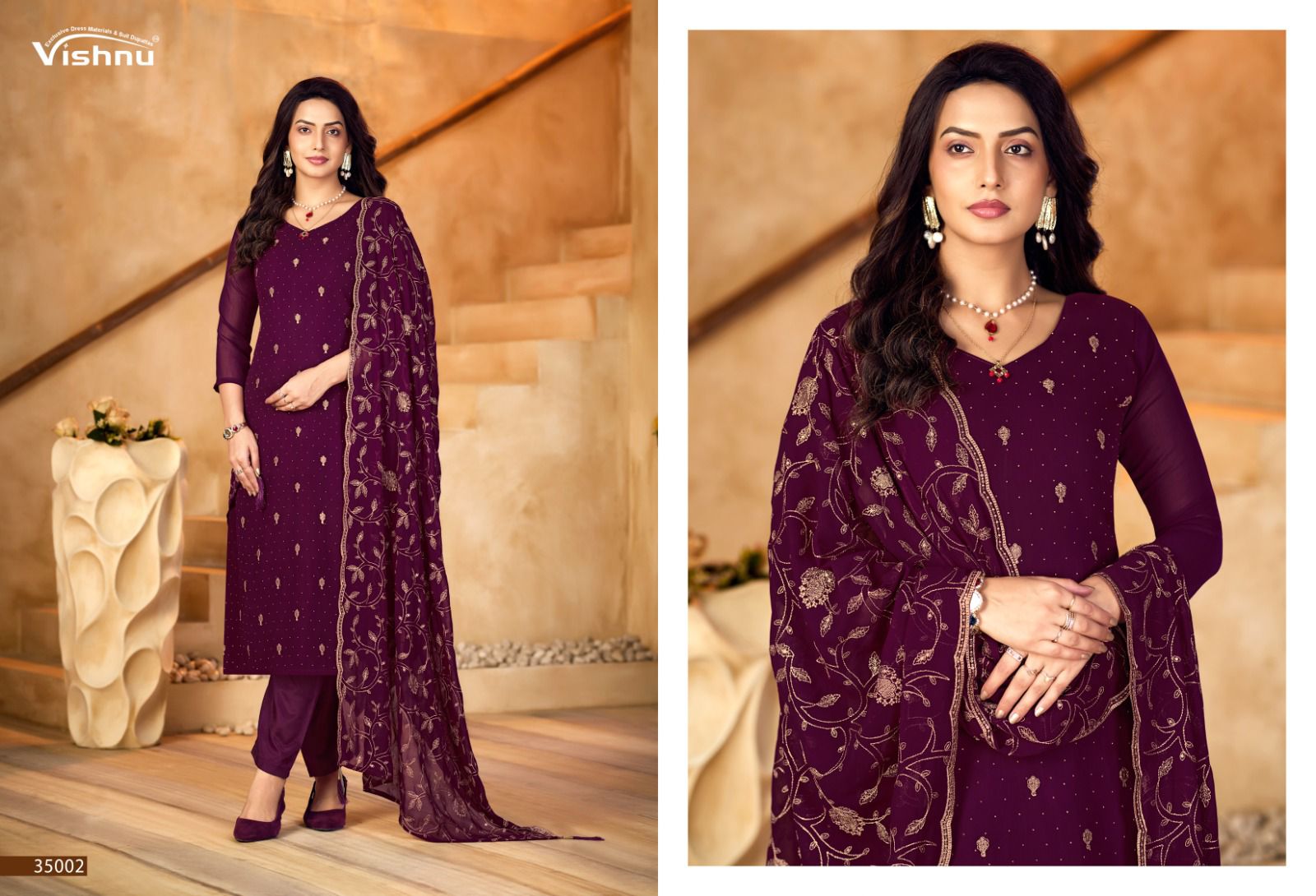 Shabnam Vishnu Impex Georgette Pant Style Suits Wholesale Rate