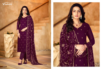 Shabnam Vishnu Impex Georgette Pant Style Suits Wholesale Rate