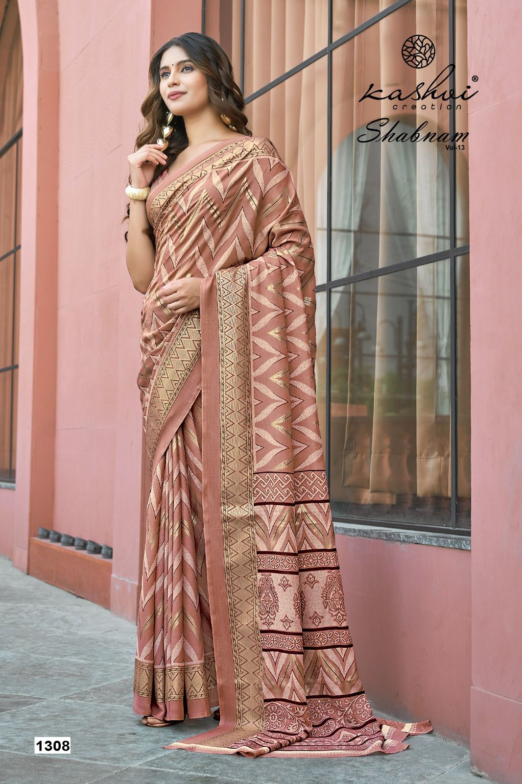 Shabnam Vol 13 Kashvi Creation Dull Moss Sarees Wholesaler Gujarat