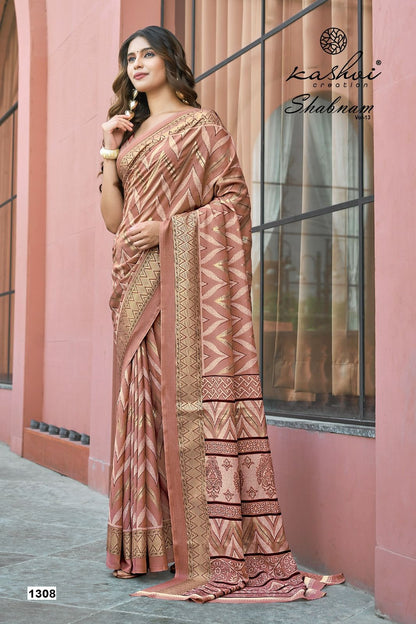 Shabnam Vol 13 Kashvi Creation Dull Moss Sarees Wholesaler Gujarat