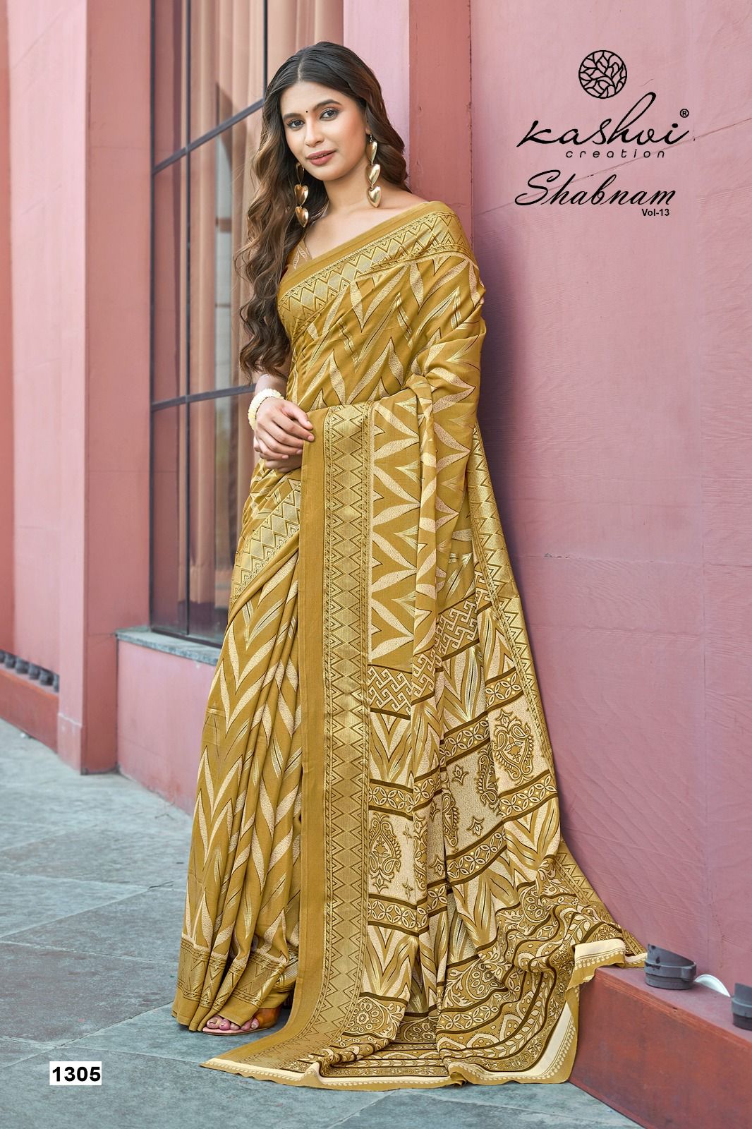 Shabnam Vol 13 Kashvi Creation Dull Moss Sarees Wholesaler Gujarat