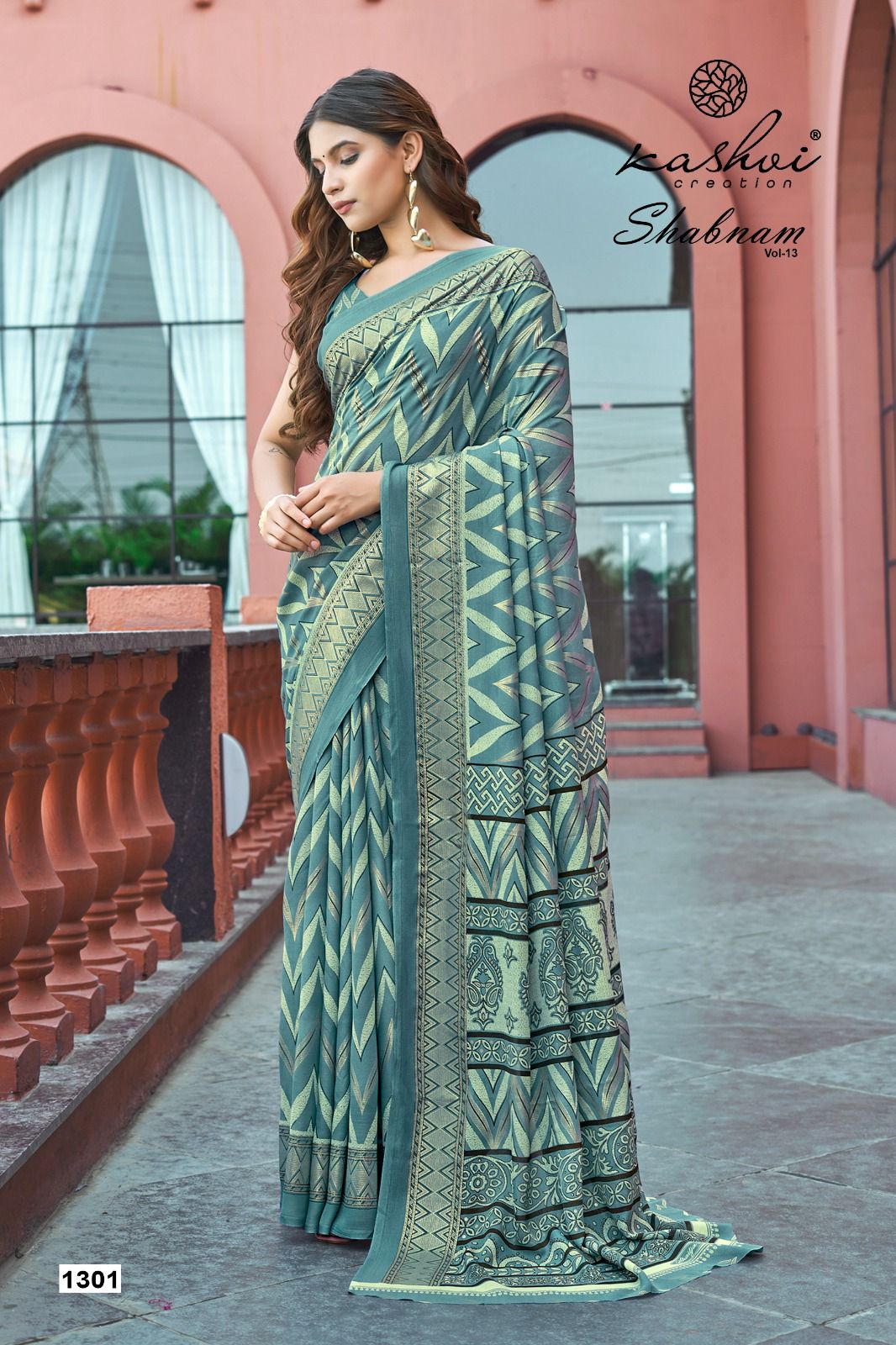 Shabnam Vol 13 Kashvi Creation Dull Moss Sarees Wholesaler Gujarat