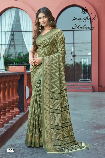 Shabnam Vol 13 Kashvi Creation Dull Moss Sarees Wholesaler Gujarat