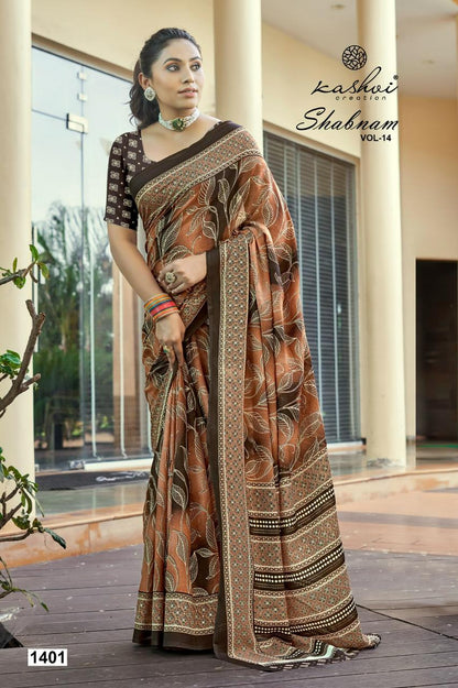 Shabnam Vol 14 Kashvi Creation Dull Moss Sarees Exporter Gujarat