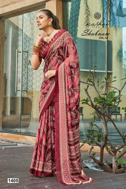 Shabnam Vol 14 Kashvi Creation Dull Moss Sarees Exporter Gujarat