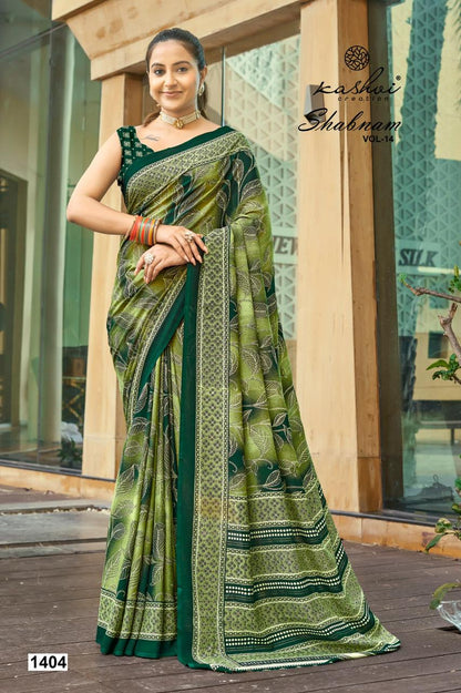 Shabnam Vol 14 Kashvi Creation Dull Moss Sarees Exporter Gujarat
