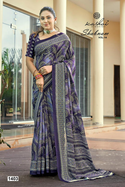 Shabnam Vol 14 Kashvi Creation Dull Moss Sarees Exporter Gujarat