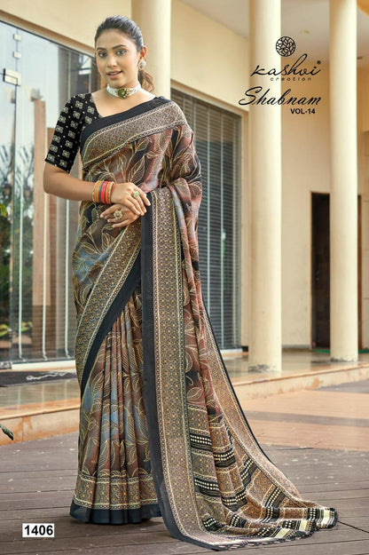 Shabnam Vol 14 Kashvi Creation Dull Moss Sarees Exporter Gujarat