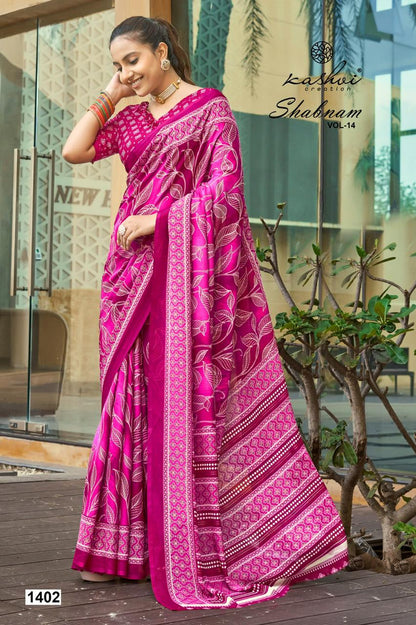 Shabnam Vol 14 Kashvi Creation Dull Moss Sarees Exporter Gujarat