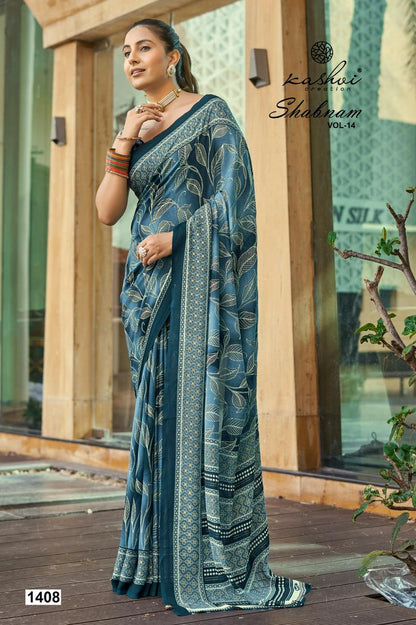 Shabnam Vol 14 Kashvi Creation Dull Moss Sarees Exporter Gujarat