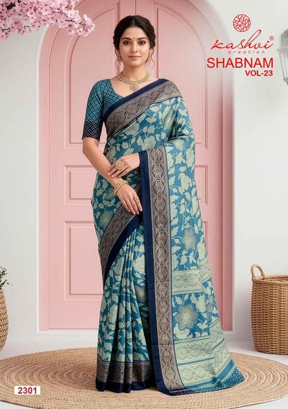 Shabnam Vol 23 Kashvi Creation Dull Moss Sarees Exporter Ahmedabad