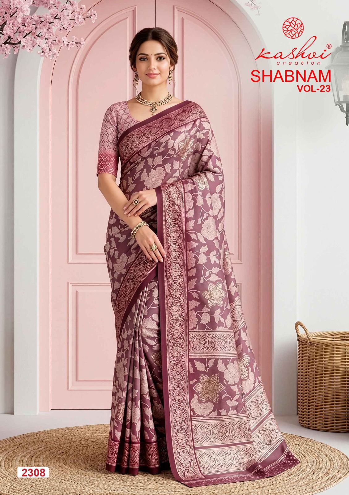 Shabnam Vol 23 Kashvi Creation Dull Moss Sarees Exporter Ahmedabad
