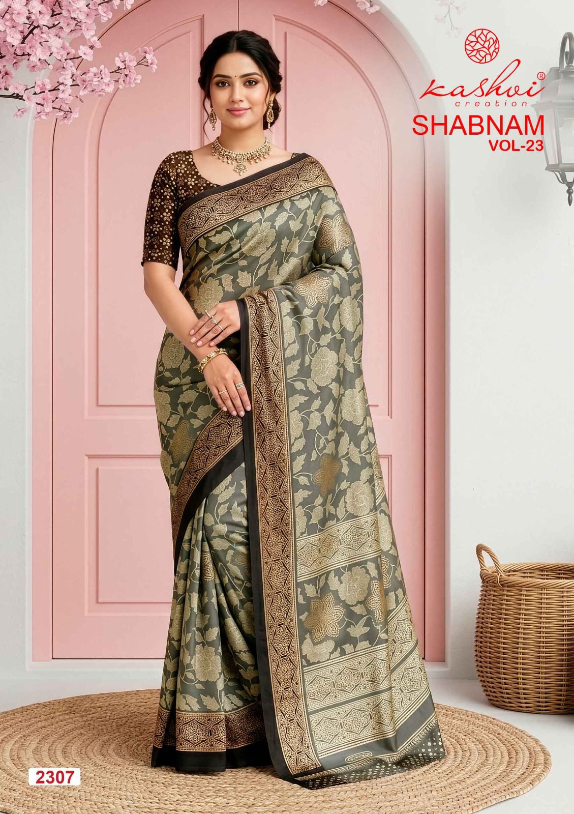 Shabnam Vol 23 Kashvi Creation Dull Moss Sarees Exporter Ahmedabad