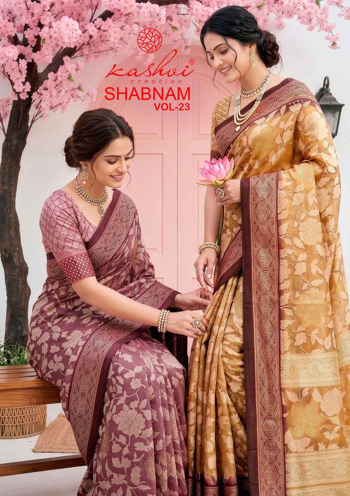 Shabnam Vol 23 Kashvi Creation Dull Moss Sarees Exporter Ahmedabad