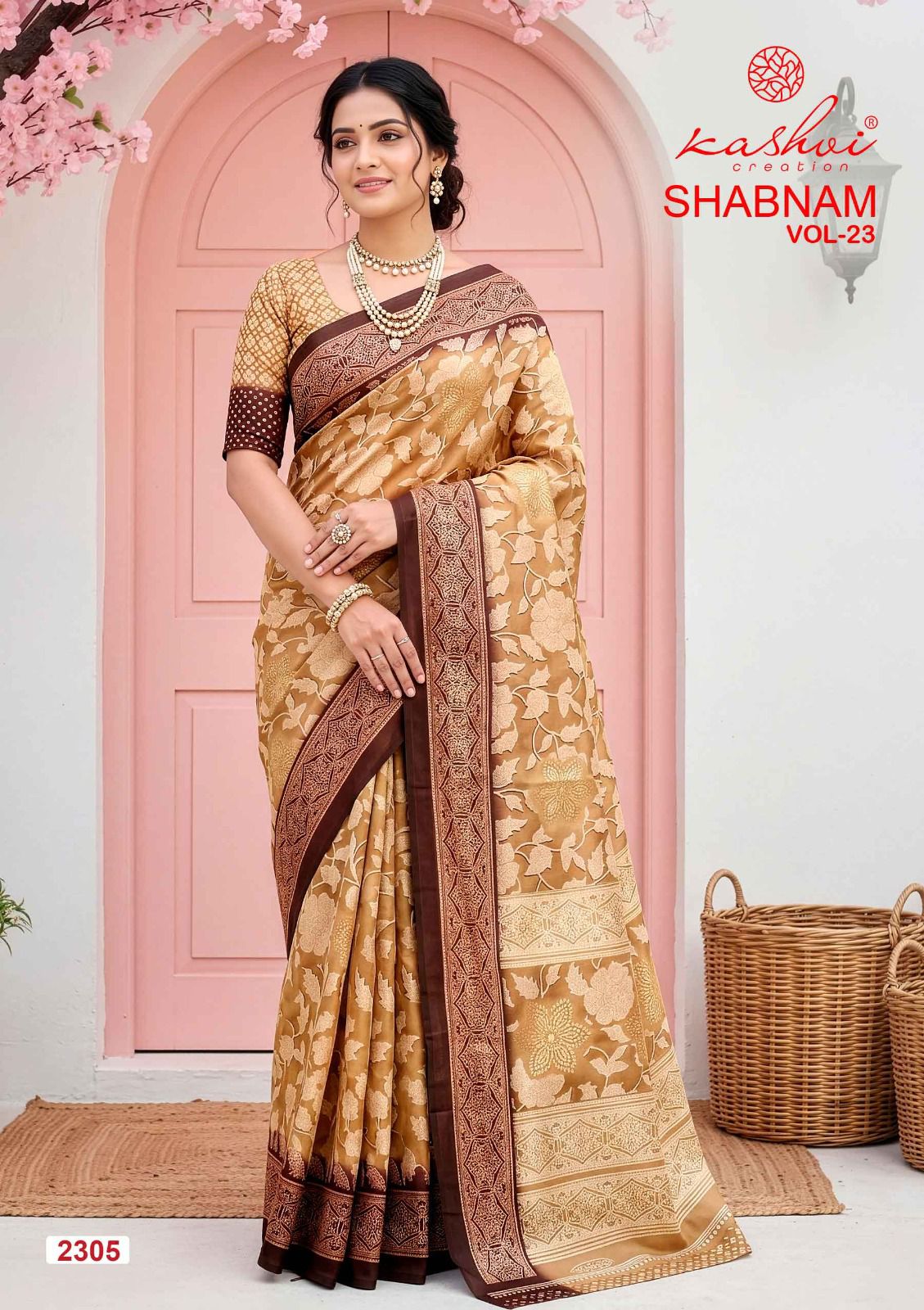 Shabnam Vol 23 Kashvi Creation Dull Moss Sarees Exporter Ahmedabad
