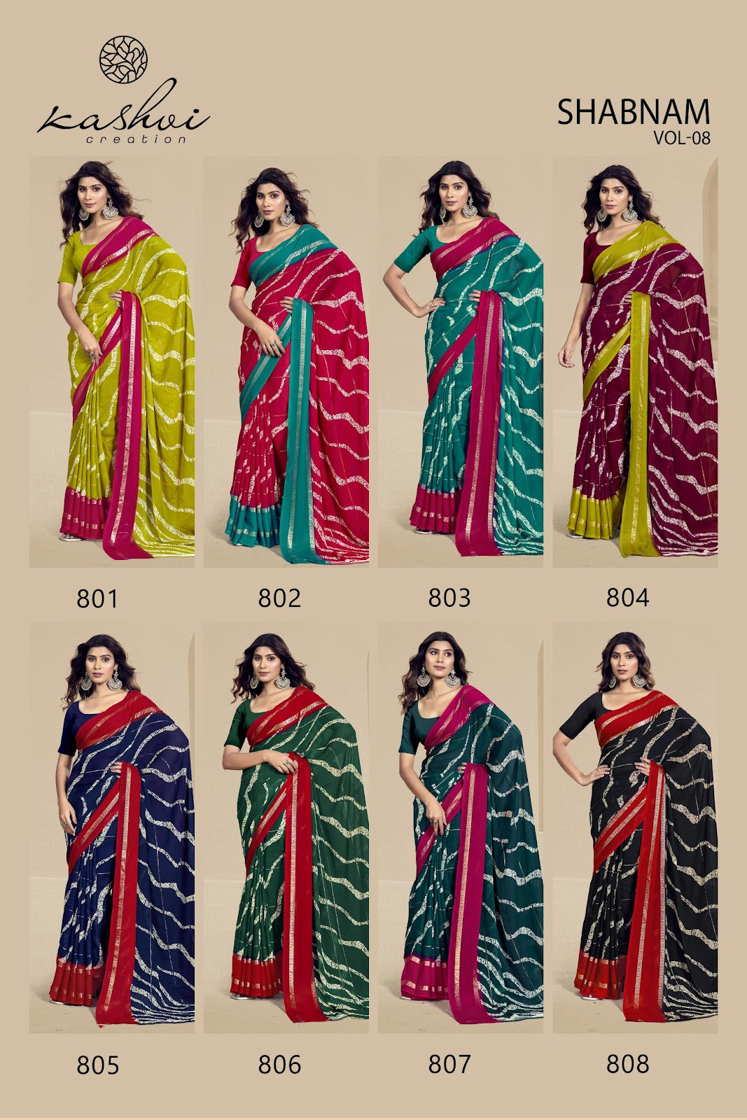 Shabnam Vol 9 Kashvi Creation Dull Moss Sarees Wholesale Price