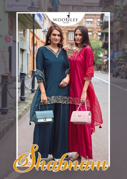 shabnam wooglee gaji silk readymade plazzo style suits supplier ahmedabad