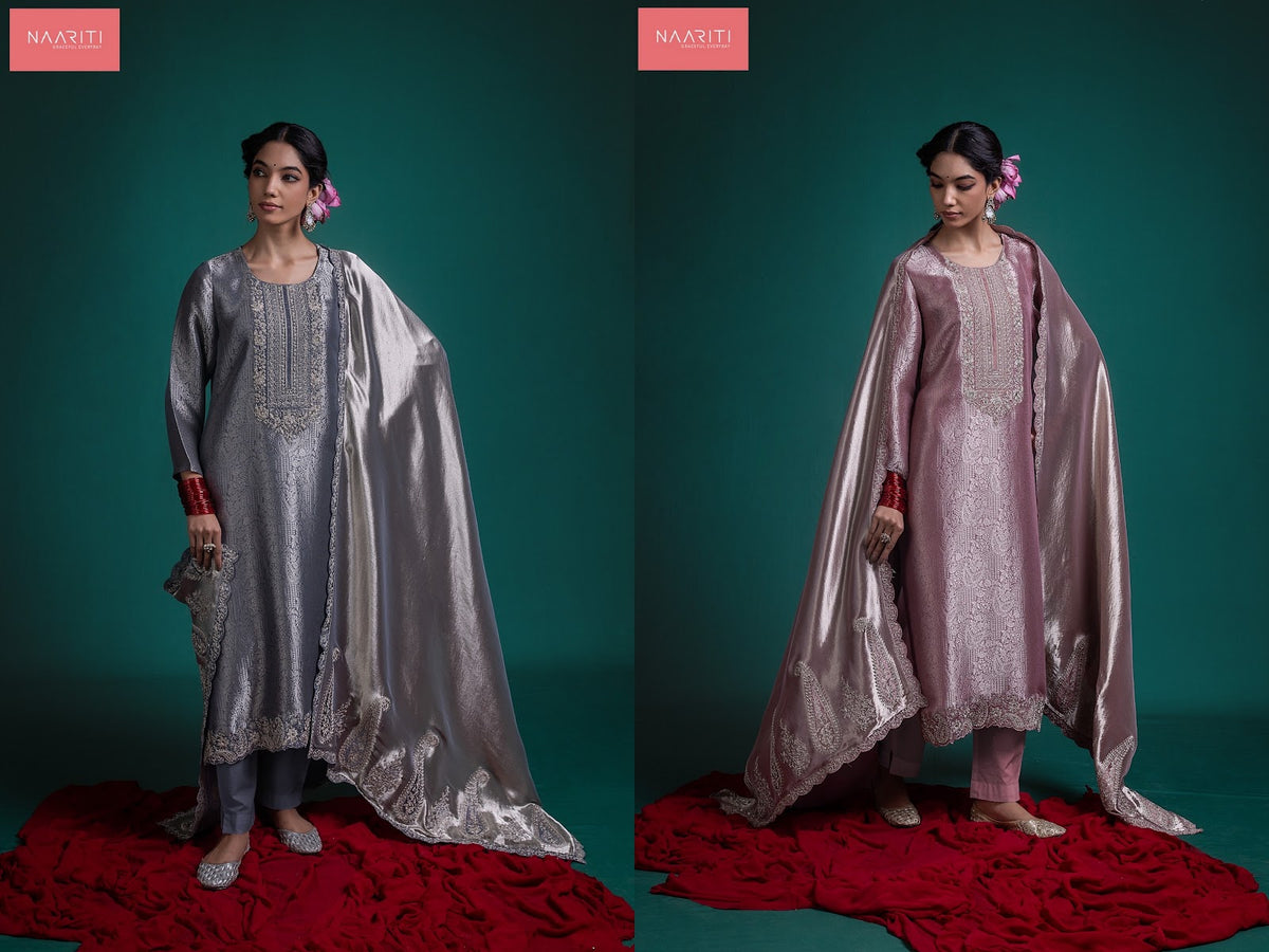 Shadeen 127 Naariti Silk Jacquard Pant Style Suits Supplier Gujarat