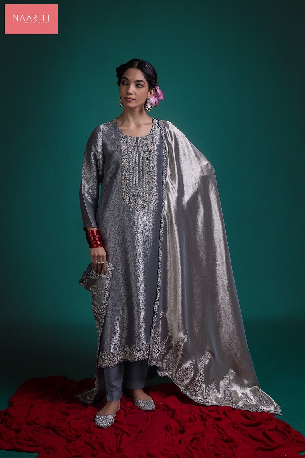 Shadeen 127 Naariti Silk Jacquard Pant Style Suits Supplier Gujarat